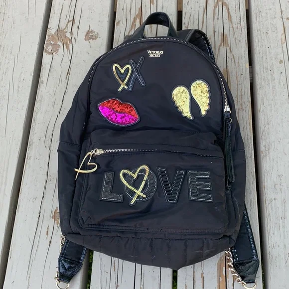 Victoria’s Secret backpack black with sequins LOVE VICTORIA SECRET PINK GORGEOUS BLACK & SILVER BLING SEQUIN  main image 4